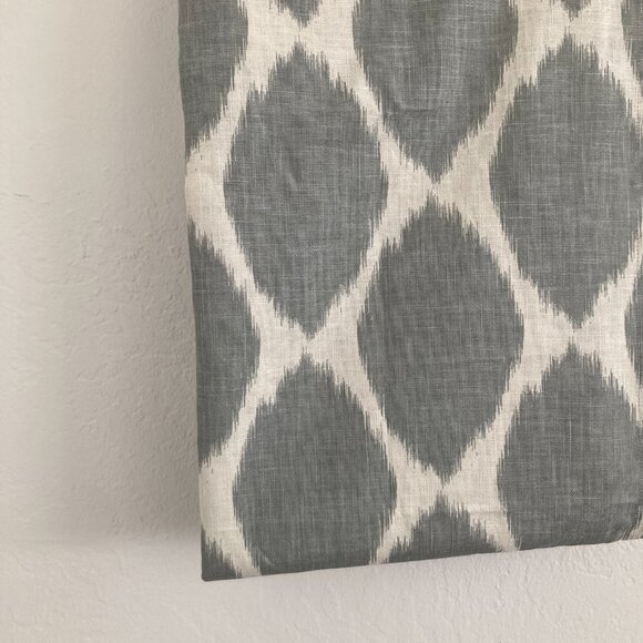 West Elm Ikat Ogee Linen Curtain Panels Gray White Beach Coast 2 Panels 48x96" - Picture 3 of 7
